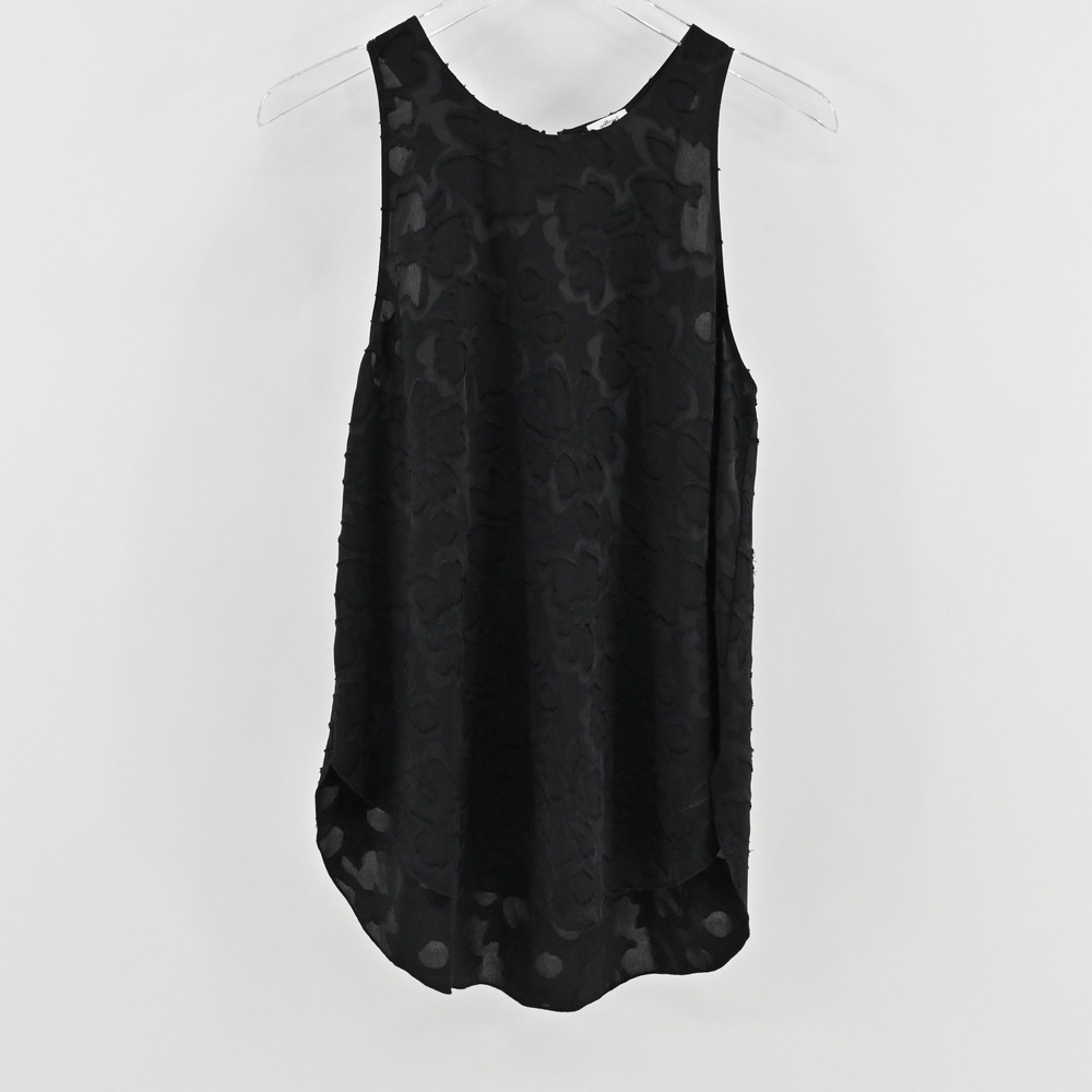 Aritzia Wilfred Womens Silk Textured Top‎ Size M Black Floral Sleeveless Blouse